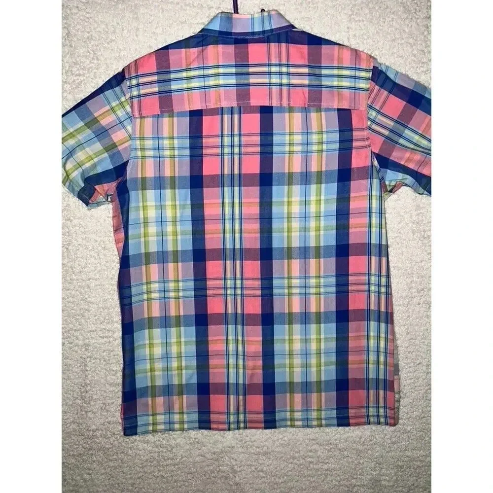 haggar cotton/polyester plaid M short sleeve casual men's